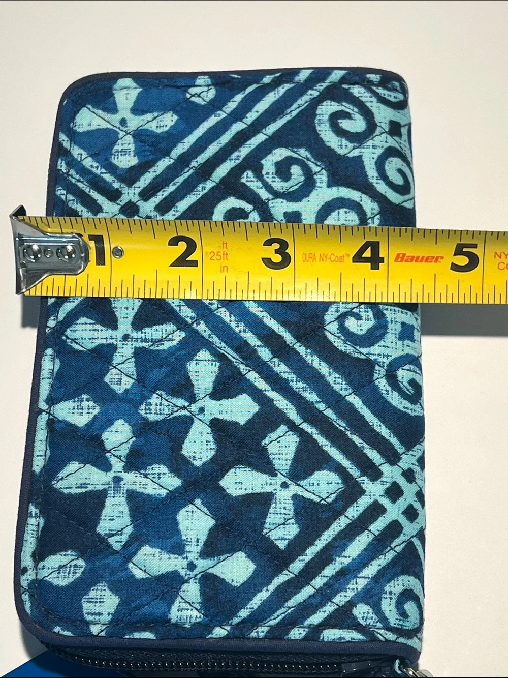 Vera Bradley Teal and Navy Patterned Zip Wallet